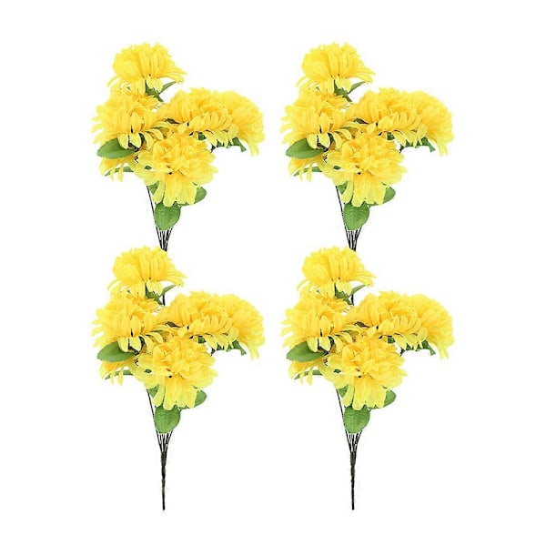 4-pack Konstgjorda Blommor Höst Falska Krysantemum Blommor Stjälkar Faux Kyrkogårdsblommor