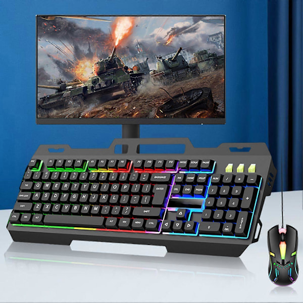 Trådbundet Gamingtangentbord med Mus-set Ergonomisk Symmetrisk Design Exakt Kontroll Bakgrundsbelyst Mekaniskt Tangentbord Mus