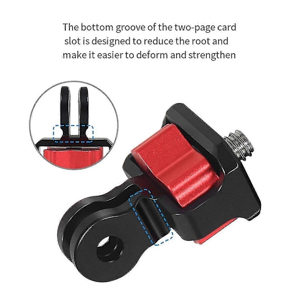 1/4 Tums Skruv Tripod Adapter Två-korts 360° Rotationsfäste Hållare för Kamera Tillbehör Svart
