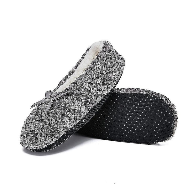 Dam Varma Fleece Tofflor Inomhus Vinter Mjuka Bekväma Halkfria Plysch Slip-on Skor Dark Gray 36-38