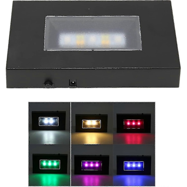 LED-valojalka, suorakulmainen USB-monivärinen valonäyttöteline kristallipatsaille, koruille (musta) --WHBYV