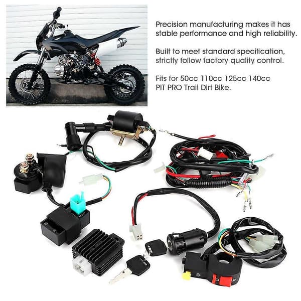 Komplet Kick Start Motor Ledningsnet Kit til 110cc Dirt Bike Modificerede Dele
