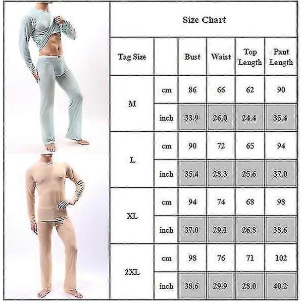 Herr Mesh Genomskinlig Pyjamas Set Sexig Topp + Byxor Underkläder Erotiska Nattkläder Red L