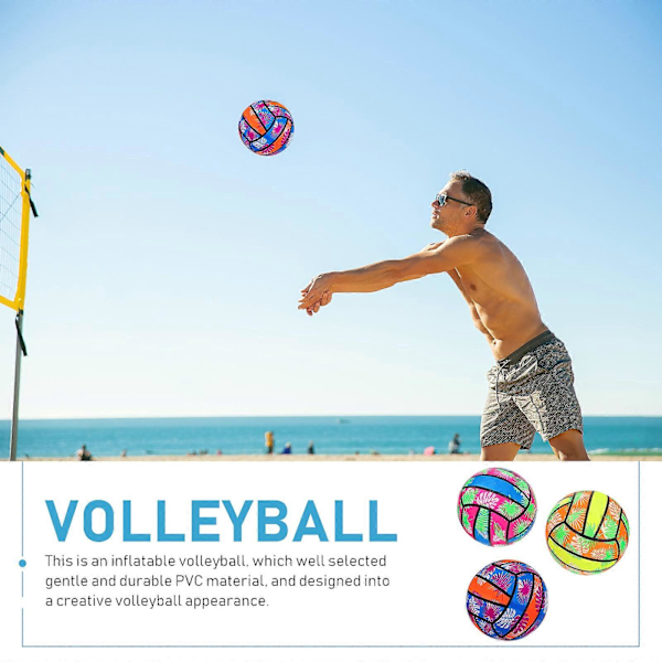3 st Färgglada Uppblåsbara Vattenvolleybollar för Strandpool Volleyboll Leksak Slumpmässig Färg