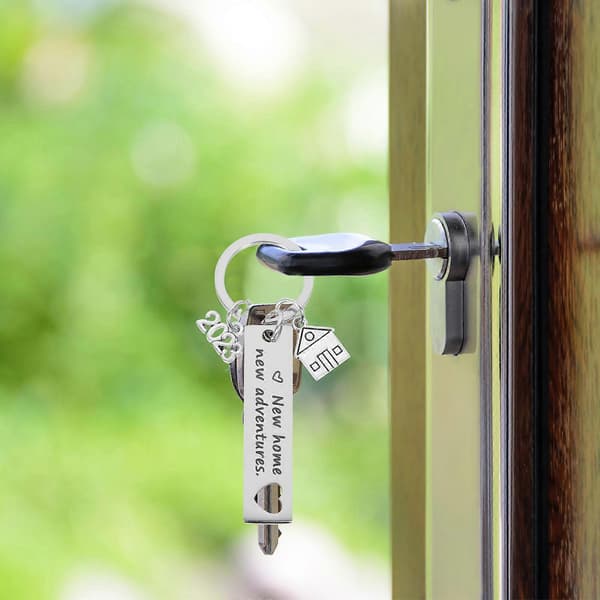 2 st Nya Hem Nyckelringar Hem Rostfritt Stål Nyckelringar Inflyttningspresent