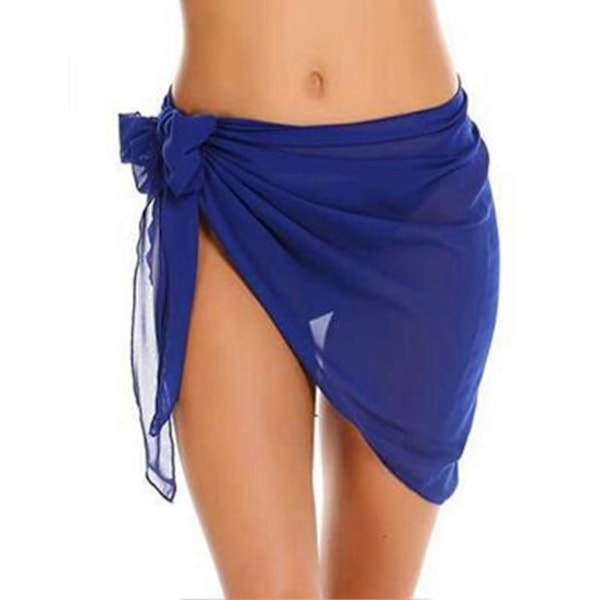 Korte strand-saronger for kvinner, chiffong, badekåpe, bikini-skjørt med splitt på siden for varme sommerdager Sapphire S