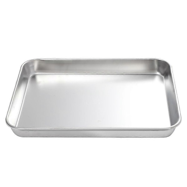 1 stk. Rustfritt Stål Plate Rektangulær Brett Praktisk Brett med Flat Bunn (Sølv)