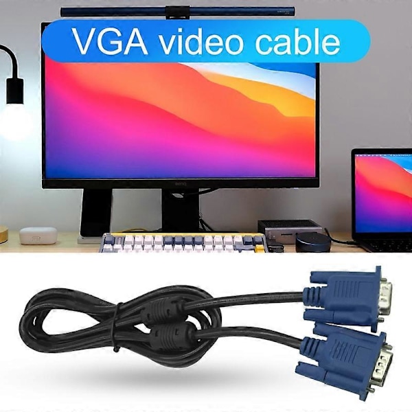VGA-kabel Praktisk Bred Användning Plug Play 1.5m Datorskärm VGA Hane till Hane Anslutningskabel för TV