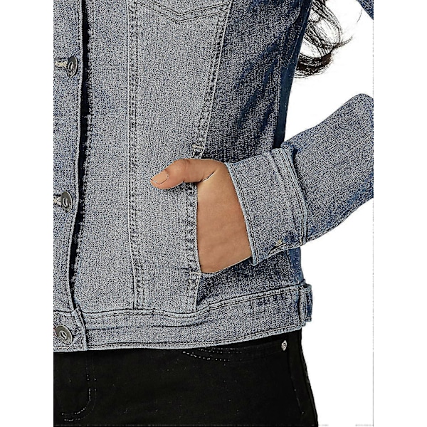 Stretch Jeansjacka för Dam, Jeansjacka, Jeansjacka med Knappar Nostalgia blue 2XL