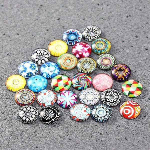 1 Set 50 st Blandade Runda Mosaikplattor för Hantverk Glasmosaikmaterial för Smyckestillverkning (Färgglada 10MM)