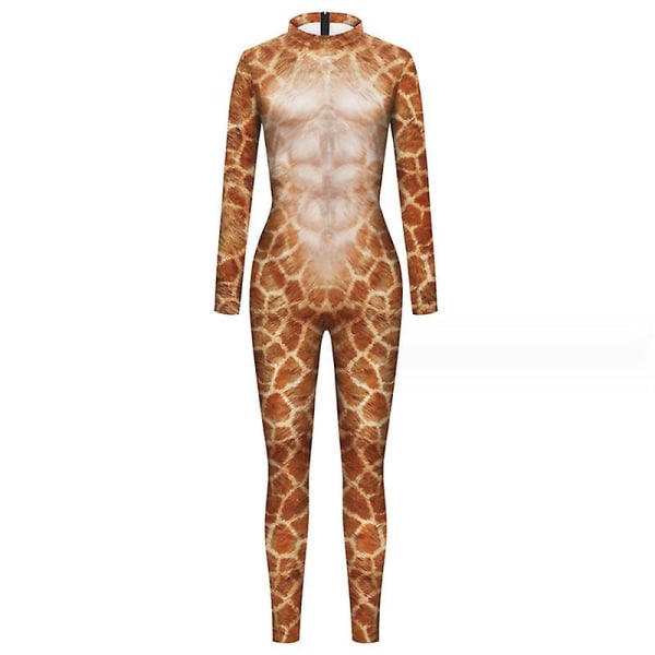 Halloween Cosplay Kostym Rolig Body Dam Spandex Zentai Suit Helkroppsdräkt Djurskalle Printed Halloween rekvisita style 6 M