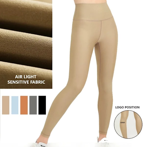 Light Sense Jooga-housut Airlift Kiiltävät Läpinäkyvät Korkeavyötäröiset Persikka-Pakarat Nude Sense Juoksu Urheilu Fitness-housut 6-Bronze green S