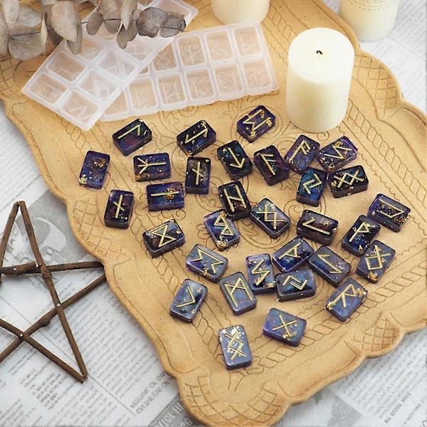 2 stk. DIY Rune Symbol Resin Forme Spejl Energi Tegn Krystal Epoxy Silikoneform