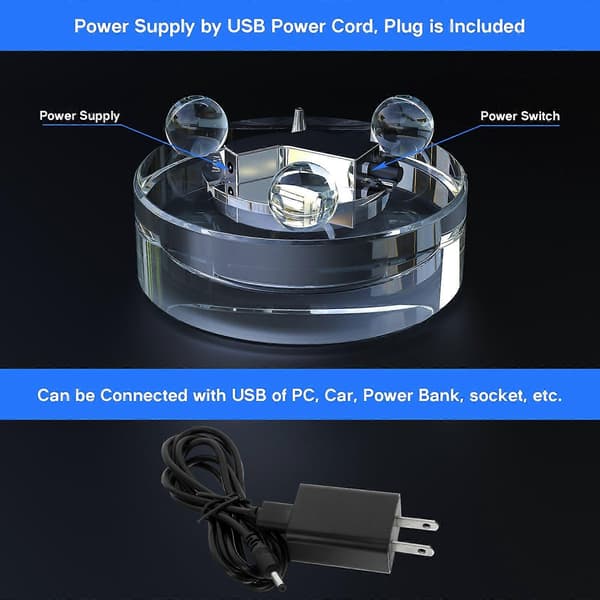 LED Lysbase LED Display Lampebase Stativ Krystall Display Holder med US Plugg og Kabel