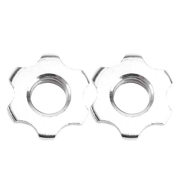 2 KPL 2,5 cm Valurauta Kuusiomutterit Liukueste Spin-Lock Kaulusruuvi Käsipaino Tanko Painonnostoon (Hopea)