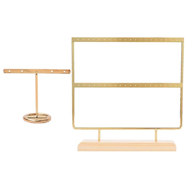 Örhängesställ Guld Örhängesställ T-form & Guld Örhängesställ Öronstiftshållare Trä