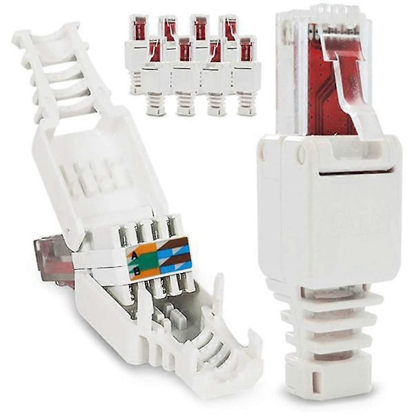 20 X Netværksstik Værktøjsfri Rj45 Cat6 Lan Utp Kabelstik Uden Værktøj Cat5 Cat7 Installationskabel