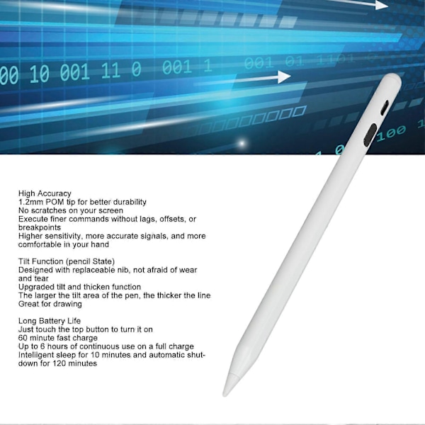 Aktiv Stylus med Stöd för Lutnings- och Tryckkänslighet, Digital Display, Magnetisk Tabletpenna för IOS Tablet 2018 2019 2020 2021