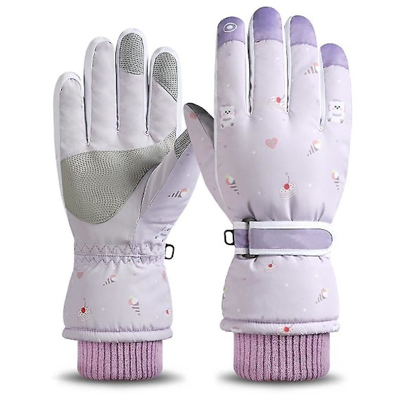 Skidhandskar Vinter Kallt Väder Vindtäta Varma Skidhandskar SK13 Purple Cake Bear