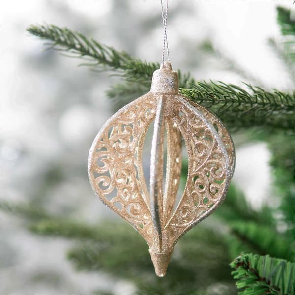 Plast Jule Glitter Ornament Snøfnugg Tre Engel Krans Vinterdekorasjon Onion