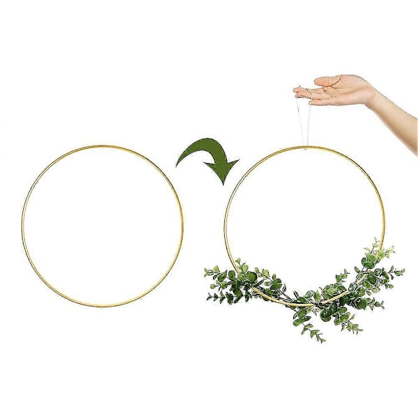 12 stk 6 størrelser gull drømmefanger metallringer blomsterbøyler krans makrame kreasjoner ring for DIY C