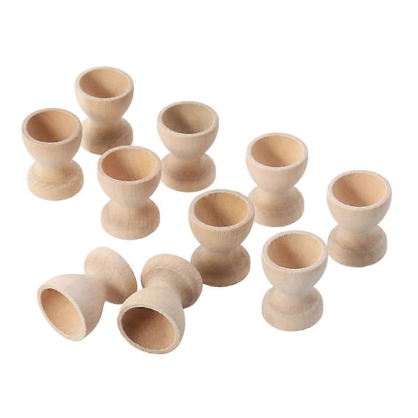10 stk. Egg Holder i Tre Husholdnings Kjøkken Egg Koppholder Bordplate Kjøleskap Eggbrett Beholder Tre Oppbevaringsholdere (Eggbrett i Tre)