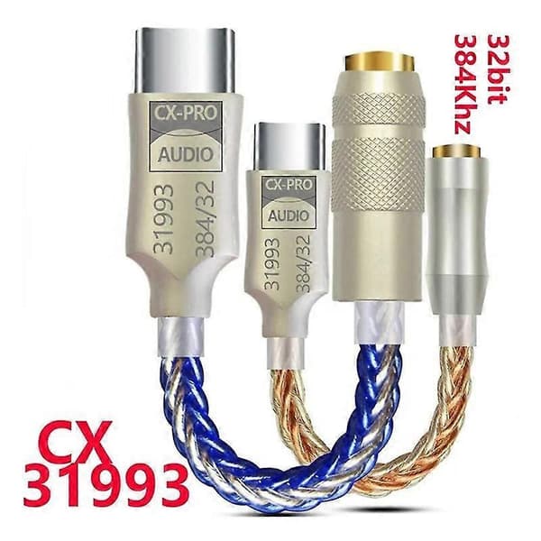 CX31993 HiFi DAC Typ C till 3,5 mm Hörlursförstärkare Ljuddekoder IEM AMP Mobiltelefonadapter B