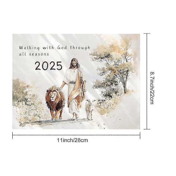 Jeesus seinäkalenteri 2025, uskonnollisia taideteoksia sisältävä seinäkalenteri, Raamatun jakeita sisältävä kuukausittainen seinäkalenteri Kristuksen ystäville