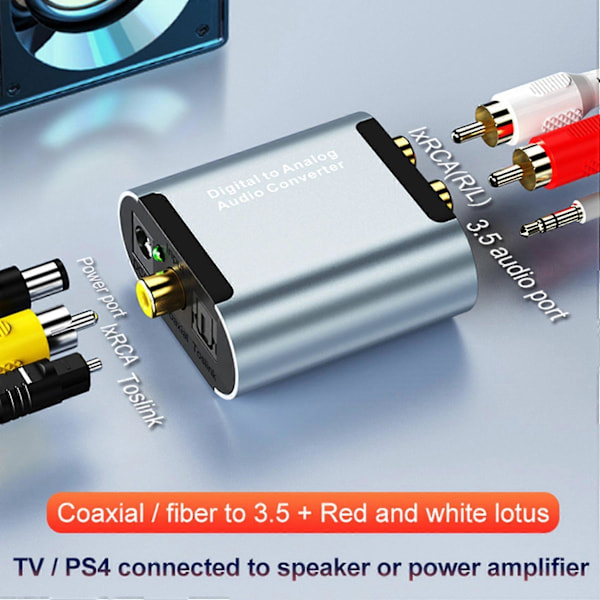 Audio Dekoder Konverter Koaksial Optisk Fiber Digital Lyd Til Analog 3.5 Jack L/r Rca Spdif Stereo