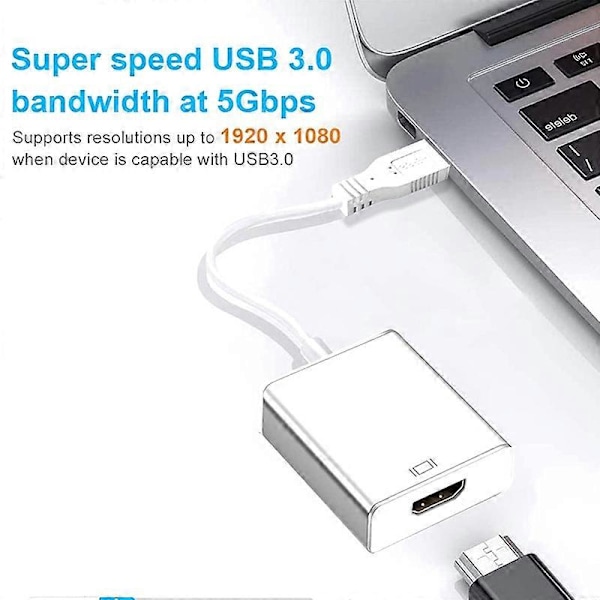 Bärbar 1080P Hög Klarhet USB 3.0 till HDMI-kompatibel Hub Adapter Dockningsstation för Dator