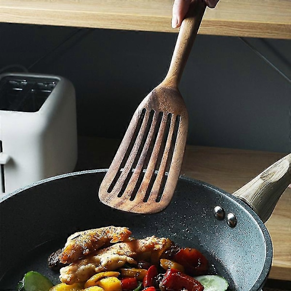 Kjøkkenredskaper i tre, 2 stk. tresleiver og stekespade for matlaging, elegante, kokekar for hjemmet