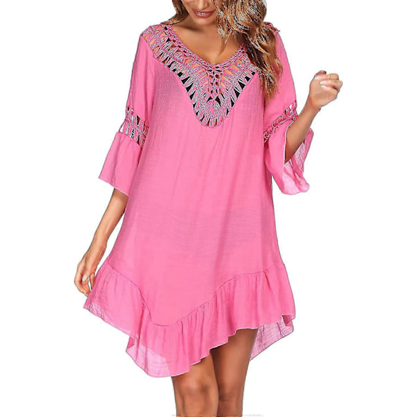 Badedragt Cover Up Dame Badedragt Kjole Plus Size Sexet Bikini Strand Tunika Top Sommer A rose XL