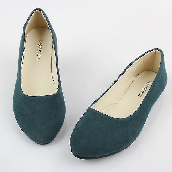 Dam Mockaskor Platta Sandaler Balett Ballerina Dolly Bröllopsskor Casual Båtskor Green 42