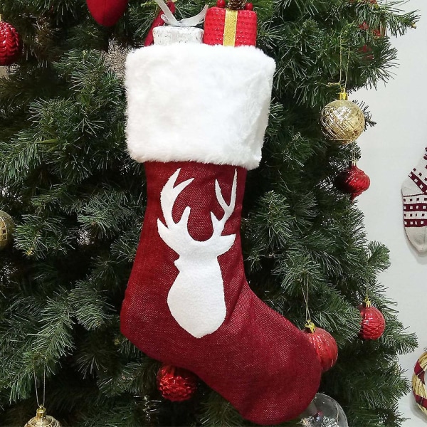 Julhängande Strumpor Ornament Med Rensa Snöflinga Julgran Mönster Strumpa Fest Hem Dekoration Present style 1