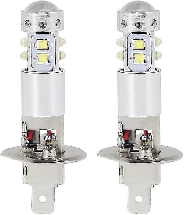 2 stk. H1 LED-frontlyspærer Super Bright 6000K Hvite LED-tåkelyspærer Frontlykt