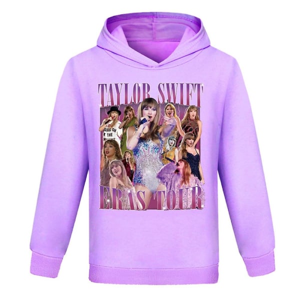 Taylor Swift The Eras Tour Printed hoodies Barn Tonåringar Pojkar Flickor Huvtröja Jumper Långärmad tröja Toppar Purple 140