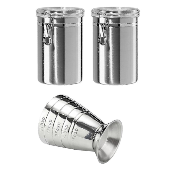 Lufttette Beholdere Sett For Kjøkken Rustfritt Stål & Målebeger Shot Cup Ounce Jigger Bar Cockt