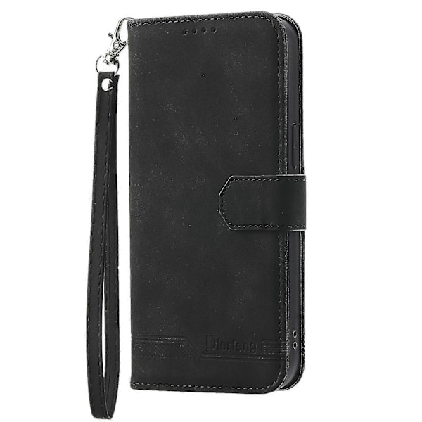 DIERFENG DF-03 Fodral för Motorola Moto G34 5G Plånboksfodral PU Läder Telefonskal - Röd Black Style F Motorola Moto G34 5G
