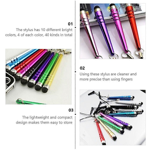 40 st Basebollträ Kondensator Pennor Stylus Pennor Mångsidig Kapacitiv Stylus