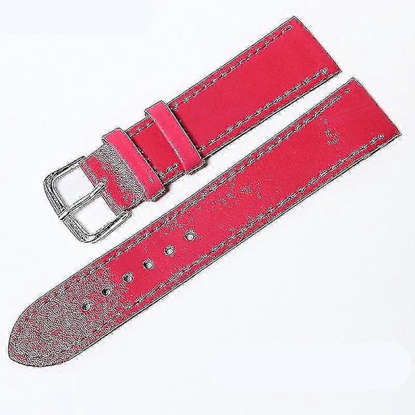 Jul Läder Klockarmband 12mm 14mm 16mm 18mm 20mm 22mm 24mm Dam Herr Klockarmband Klockbälten 10 Färger Hot Pink 12mm
