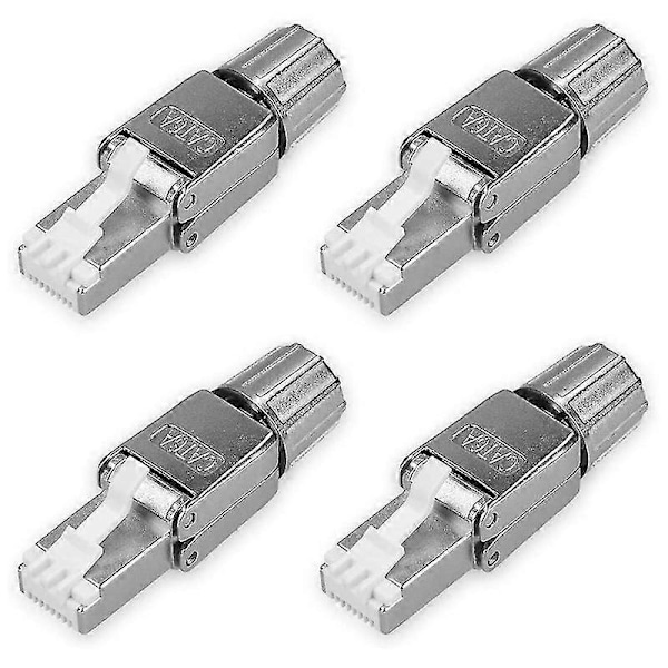 Rj45 Nettverkskontaktpakke - Sett med 4 Cat6a Rj-45 Nettverkskontakter - Skjermet 6a Ethernet Kabel Str