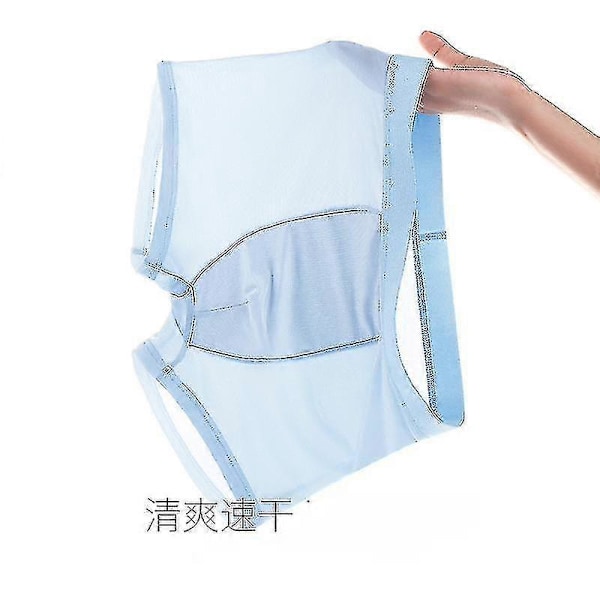 2kpl Miesten Hengittävät Alushousut Jääsilkki Bokserit Saumattomat Seksikkäät Alushousut Bokserit Miesten Alushousut Light Blue 4XL 83-93KG
