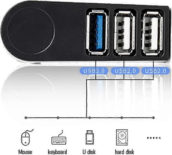 USB til 3 USB-porter 270 Roterbar Ultra Slim USB-splitter for MacBook Notebook PC USB Flash Drive HDD