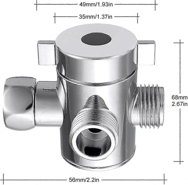 3-vejs omskifterventil, G1/2\" switch adapterventil til krom køkken- eller badeværelseshane reservedel