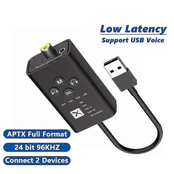 Senderstøtte 24 Bit 96khz Usb Plug And Play Adapter Koble Til 2 Enheter Qualcomm 5.2 Lav Latens