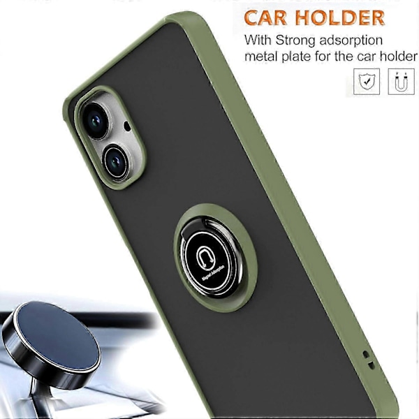 Til Samsung Galaxy A06 Cover Ring Holder Støtteben TPU+Akryl Telefon Cover - Sort Turquoise Galaxy A06