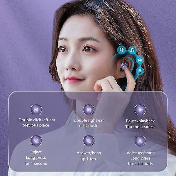 Trådlösa Hörlurar Stereo Sport Touch Headset Tws Bluetooth V5.1 Hörlurar Med Mikrofon Power B