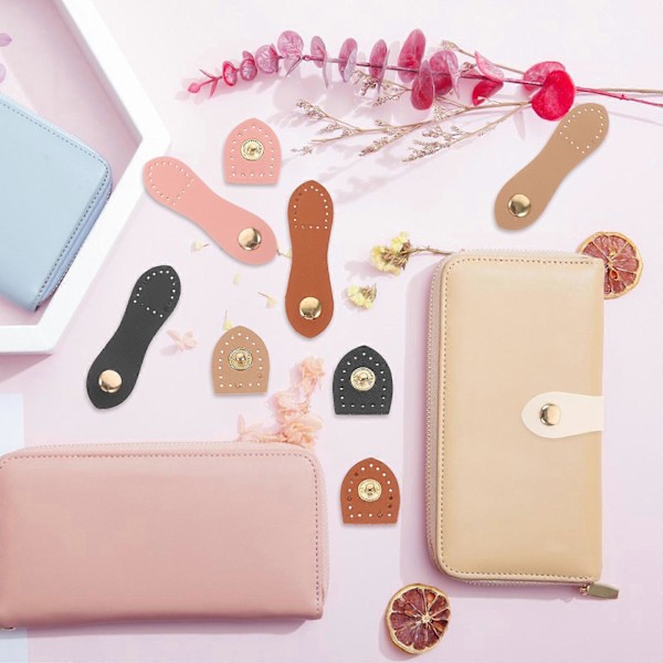 8 sæt Tote Bag Snap Spænde PU Læder Flap Lukning Skulderstropper Snap Spænde Syning Snap Spænder