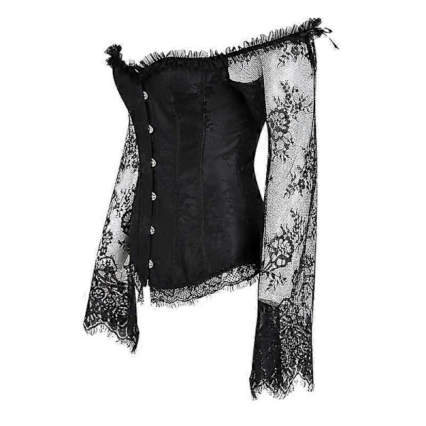Pitsinen seksikäs korsetti vintage-tyylinen bustier-toppi naisille muotoileva S-6xl Black 4XL