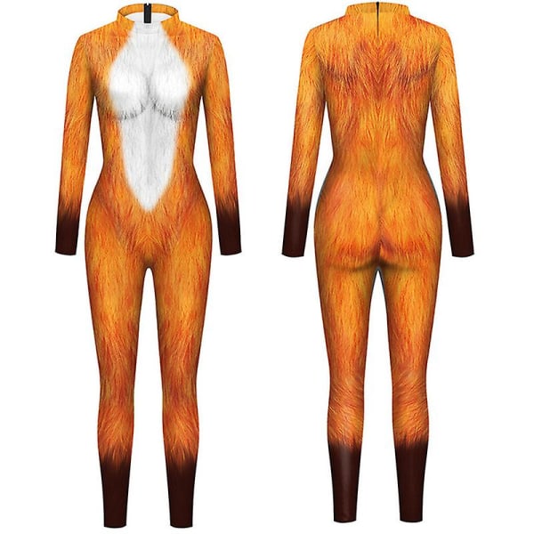 Halloween Cosplay Kostym Rolig Body Dam Spandex Zentai Suit Helkroppsdräkt Djurskalle Printed Halloween rekvisita style 1 XL